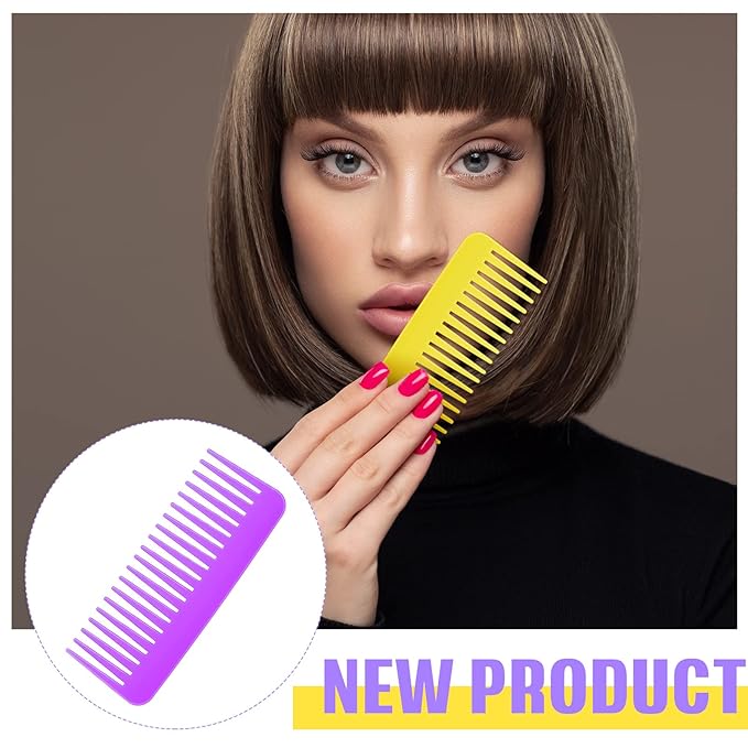 Vesici 100 Pcs Wide Tooth Comb Bulk 6.1 Inch Large No Handle Tooth Comb for Wet Hair for Travel Hotel Homeless Shelter Nursing Home Charity Church, 7 Colors