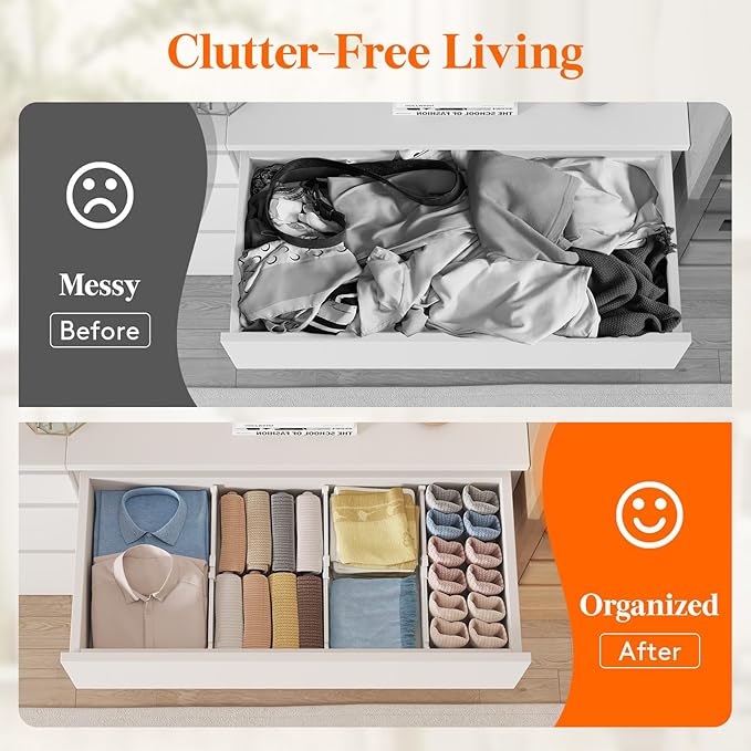 Lifewit 4" High 12 Pack Drawer Dividers, 10.5-16.5" Drawer Divider for Clothes, Adjustable Dresser Drawer Organizers, Plastic Drawers Separators for Clothes, Bedroom, Bathroom, Kitchen, Closet