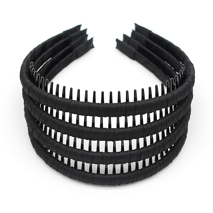 black women's headbands fashion hair accessories tooth comb hairbands for women non slip hair hoops headband suitable for ladies and girls (Pack of 4)
