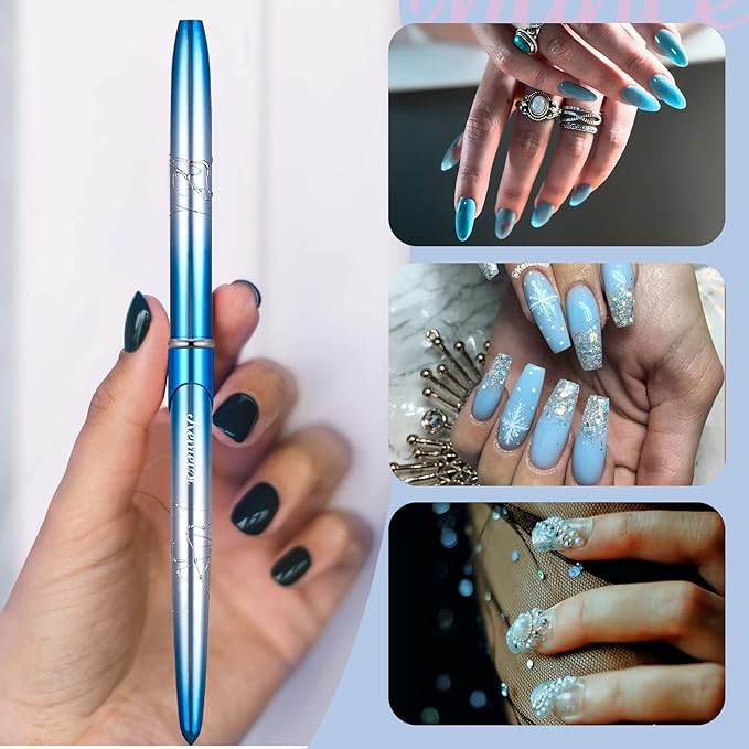 Acrylic Nail Brush Size 8,KEMEISI 100% Pure Kolinsky Nail Art Brushes Sturdy Handle Oval Shaped Acrylic Powder Nail Design Tools for Professional Manicure DIY Home Salon (Blue Gradient)