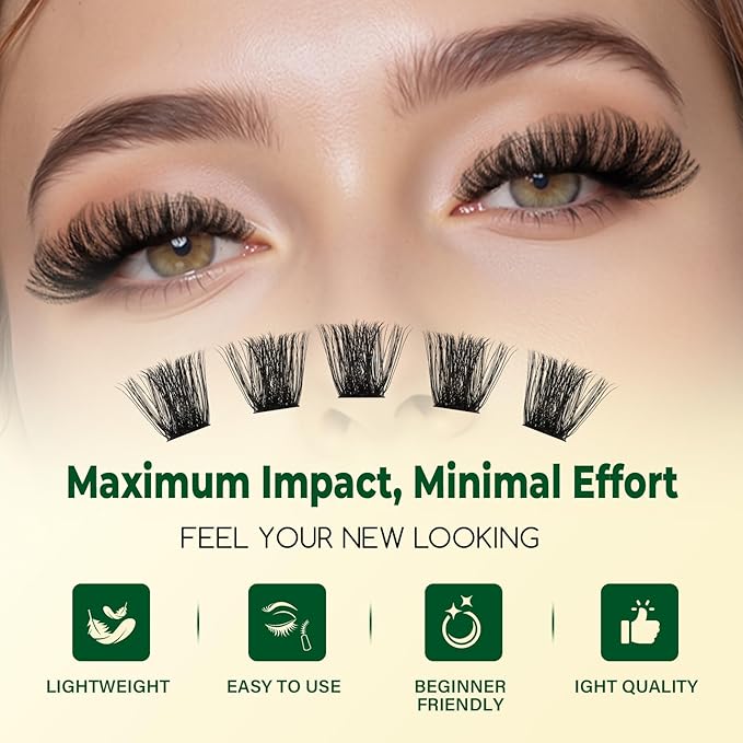 KEYYOU Lash Clusters Kit 182pcs Thick Volume Lash clusters 200D D Curl Wispy Easy to Apply with Lash Bond and Seal Lash Applicator Lash Remover Lash Extension Kit at Home(RMkit-200D-D-10-18mix)