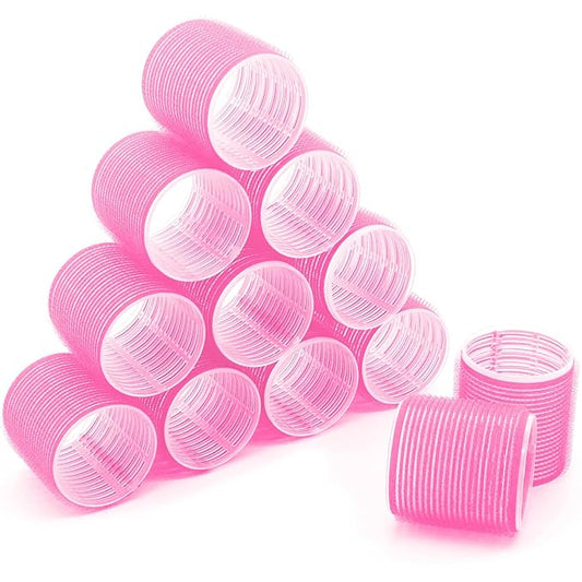 Hair Rollers, 12 Pack Self Grip Salon Hairdressing Curlers, Hair Roller Sets, Hair Curlers, DIY Curly Hairstyle, Colors May Vary, Super Jumbo