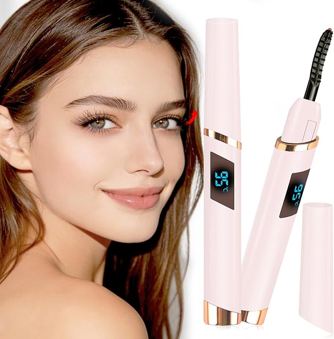 Heated Eyelash Curlers with Battery Indicator, Electric Eyelash Curler 3 Temperature Modes LED Display USB Rechargeable Makeup Tools, Heated Lash Curler Ideal Christmas Gift for Women MB-4