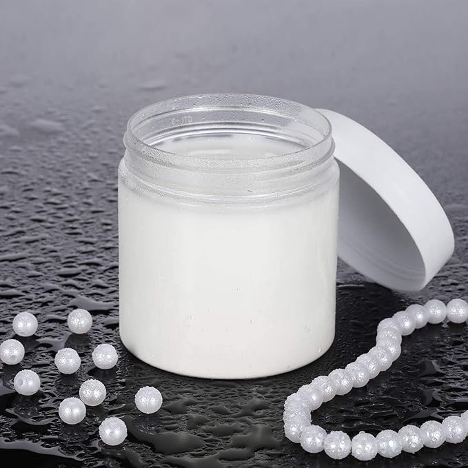 6 Pack 8 oz Plastic Pot Jars Round Clear Leak Proof Plastic Cosmetic Container Jars with White Lids for Travel Storage Make Up, Eye Shadow, Nails, Powder, Paint, Jewelry(8 oz)