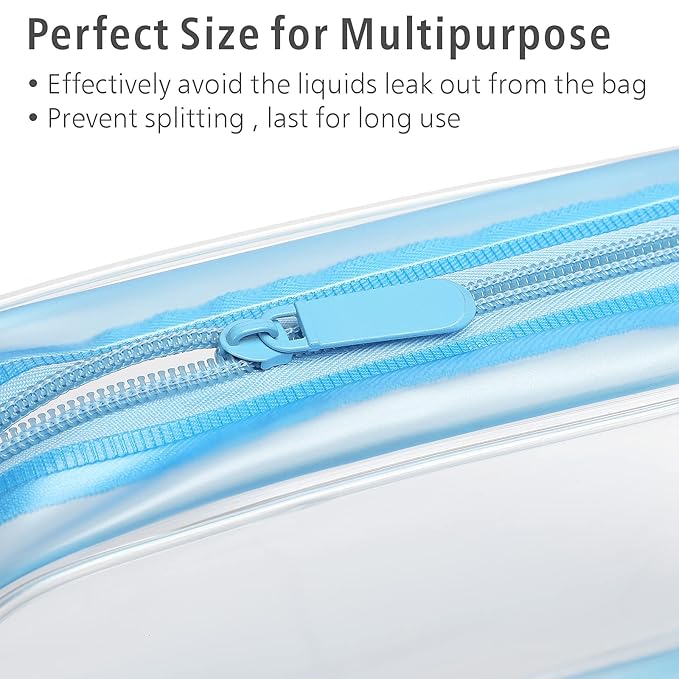 PACKISM Clear Toiletry Bag - 3 Pack TSA Approved Toiletry Bag Quart Size Bag, Travel Makeup Cosmetic Bag for Women Men, Carry on Airport Airline Compliant Bag, Black-Blue-White