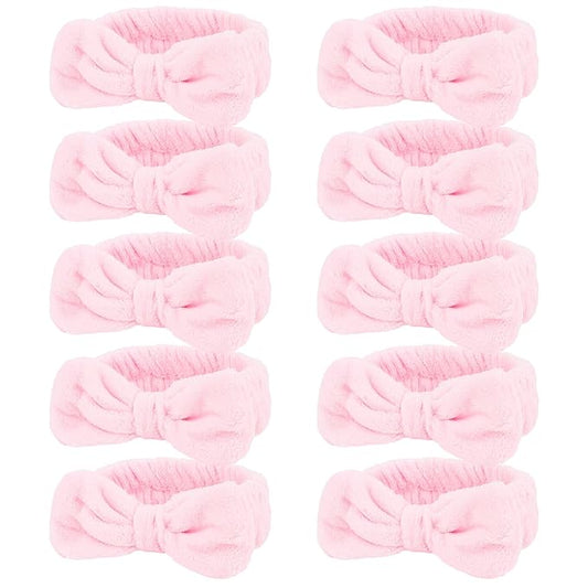 10 Pack Cute Pink Skincare Headbands Set for Women Girls Spa Headband for Washing Face Bulk Valentine’s Day Party Favor & Gift Set