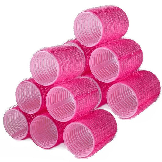Hair Rollers, 12 Pack Self Grip Salon Hairdressing Curlers, DIY Curly Hairstyle, Large Rollers 1.57In Rose Red