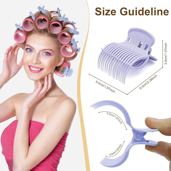 Hot Roller Clips -10PCS Hair Roller Clip - Replacement Roller Clips for Women Girls Hair Section Styling - Hair Curler Claw Clip - Purple