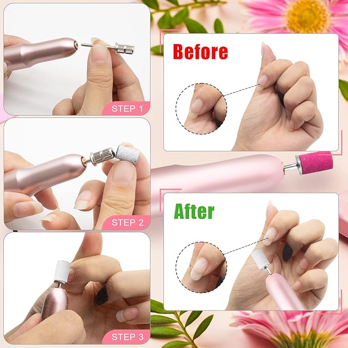 100Pcs Nail Sanding Bands for Nail Drill 240Grit, Fine Grit Nail Sanding Bands for Nail Drill with 3/32” Nail Sanding Bit for Natural Nail, Nail Drill Sanding Bands Set for Manicure & Pedicure