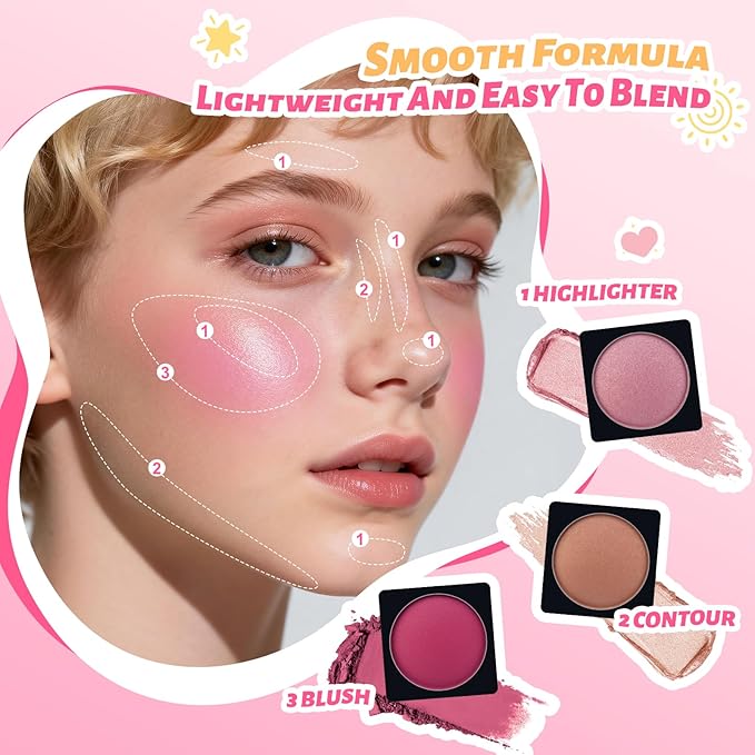 Color Nymph Girls Makeup Kit For Teen Girls with Storage Box, All In One Girl Makeup Sets for Women Full Kit with Eye shadow Blush Contour Highlighter Lipgloss Lipliner Eyeliner Lip Balm and Mirror