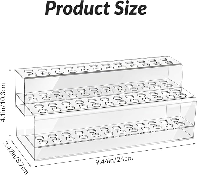 48 Holes Pen Display Stand, Acrylic Pencil Holder for Craft Shows, Clear Makeup Brush Rack, Beaded Eyebrow Art Brush Organizer, Makeup Tool Organizer for School Office Home Retail Store