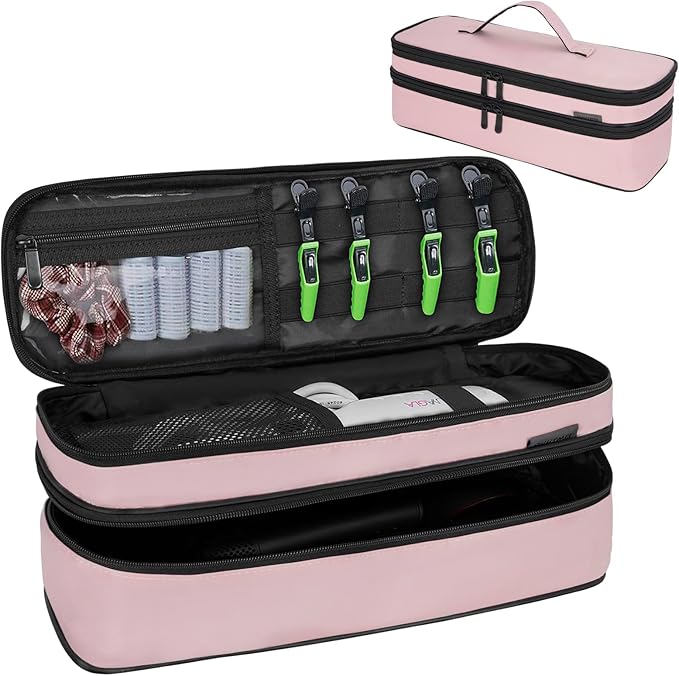Double Layer Travel Carrying Case Compatible with Shark Flexstyle, Storage Case for Revlon One-Step Hair Dryer and Volumizer Hot Air Brush Portable Organizer Bag for Dyson Airwrap Styler