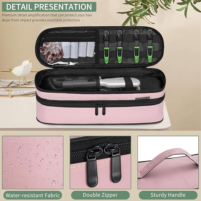 Double Layer Travel Carrying Case Compatible with Shark Flexstyle, Storage Case for Revlon One-Step Hair Dryer and Volumizer Hot Air Brush Portable Organizer Bag for Dyson Airwrap Styler
