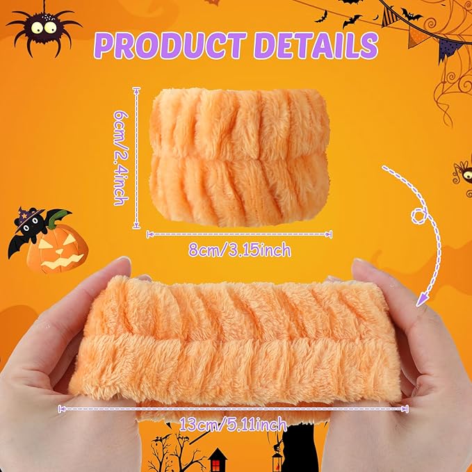 Chuangdi 4 Pairs Wrist Bands for Washing Face Wrist Spa Microfiber Wash Towel Band Scrunchies Absorbent Wristbands Sweatband for Women Prevent Liquid from Spilling(Orange)
