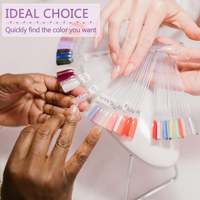 BQAN 200 Pcs Nail Swatch Sticks with Ring – Nail Supplies, Stuff, Tools & Accessories for Color Display and Practice, Includes 4 Pack Number Stickers, Nails Thing for Home & Salon Manicure