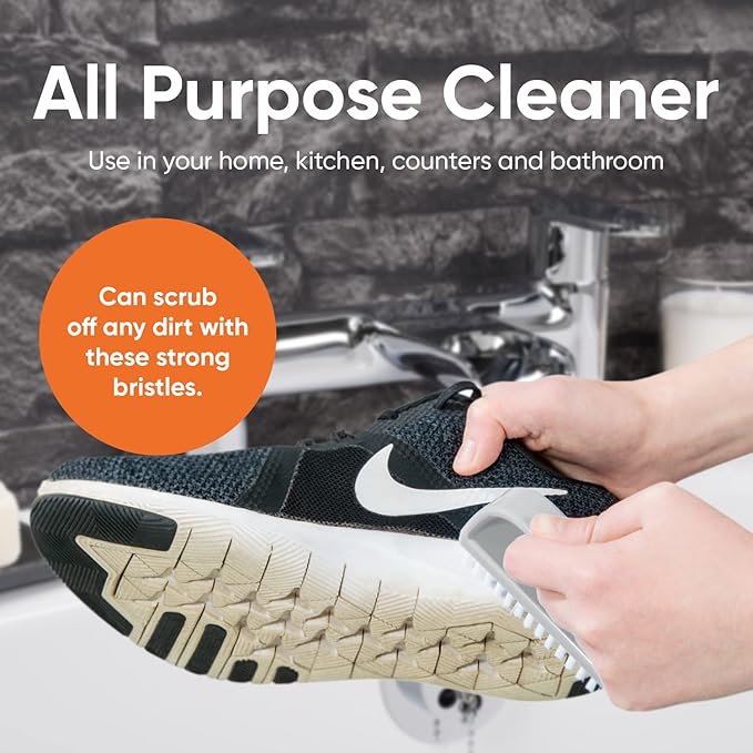 Superio Stiff Nail Brush Cleaner with Handle 6 Pack, Durable Scrub Brush, Clean Toes, Fingernails- Hand Scrubber- All-Purpose Cleaning Brush for Home, Kitchen, Work- Stiff Bristles (Black and White)