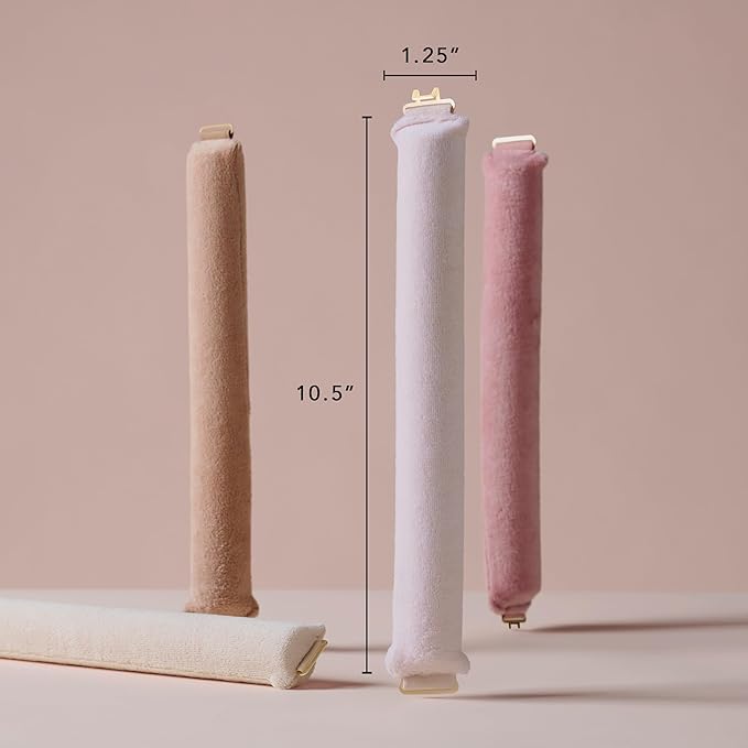 The Hair Edit Volumizing Hair Rods for Overnight Curls No Heat Hair Rollers for Long or Medium Length Hair, Soft Curlers for Women, Damage-Free Styling Tools for Volumizing Waves 4 Pack 10.5" Long