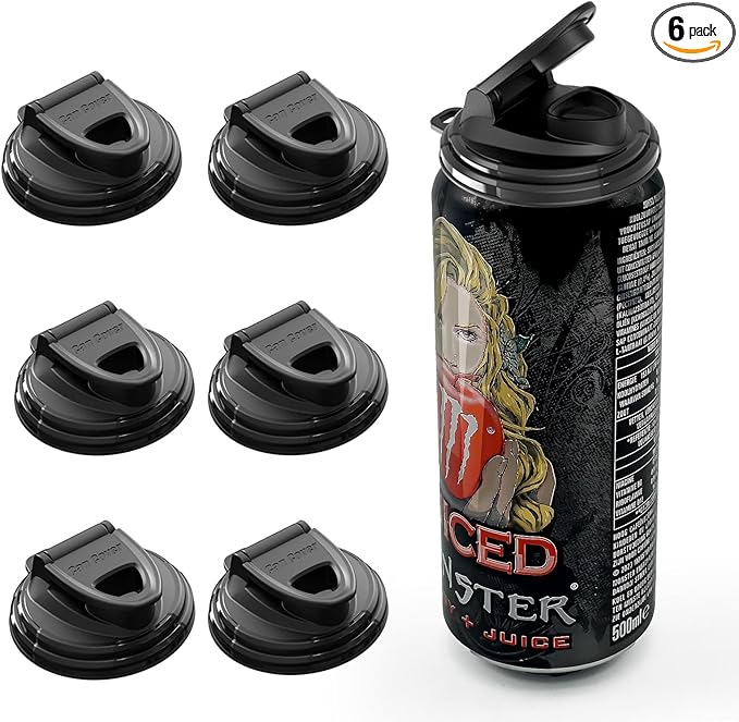 6-Pack Soda Can Lids – Reusable BPA-Free Can Covers for Soda, Beer & Energy Drinks, Universal Fit 202/206 Cans (2.08 & 2.32IN Rims), Helps Keep Drinks Fresh & Clean