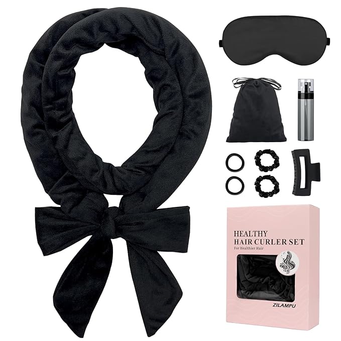 ZILAMPU Heatless Curls Overnight for Long Hair, Heatless Hair Curlers to Sleep In Overnight Curls, 70" Soft Velvet No Heat Hair Curlers Set for Women