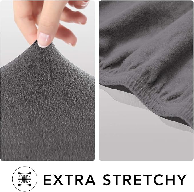 PureFit Super Stretch Sofa Slipcover – Spandex Non Slip Soft Couch Sofa Cover, Washable Furniture Protector with Non Skid Foam and Elastic Bottom for Kids, Pets （Oversized Sofa, Light Gray