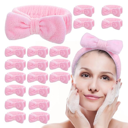 20 Pcs Spa Headband Bulk, Pink Spa Headband Soft Hair Bands for Face Washing Skincare Headbands Hair Band for Washing Face Makeup Headbands for Women Cosmetic Head Wraps for Shower Skin Care Yoga