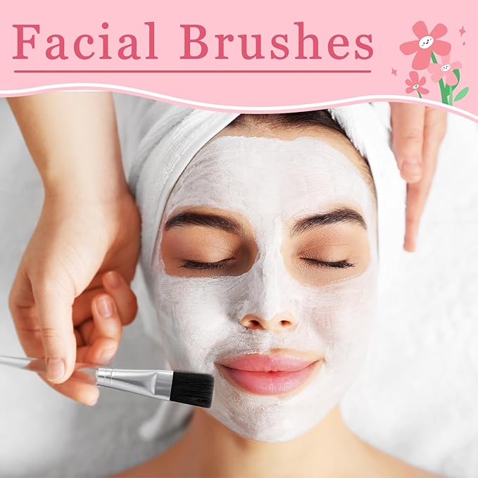 36 Pcs Esthetician Supplies for Facials Set Includes 12 Stainless Steel Facial Bowls 12 Brushes 12 Flat Facial Spatula Mask Cosmetic Applicators for Women Mask Mixing Tools Kit (Black)