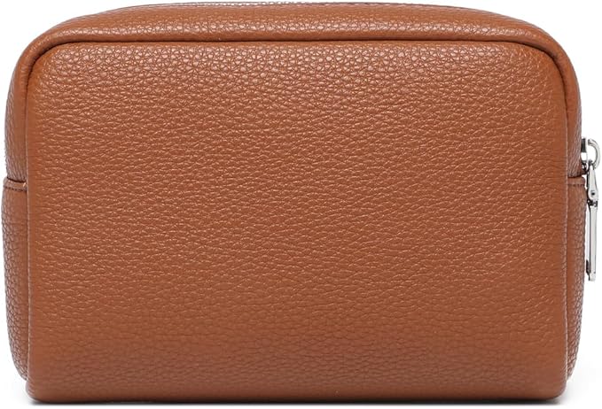 Makeup Bag Large Capacity Women's Classic Black Wash Bag Adjustable Partition Wash Brush and Cosmetic Carrying Bag (PU/Saddle Brown)