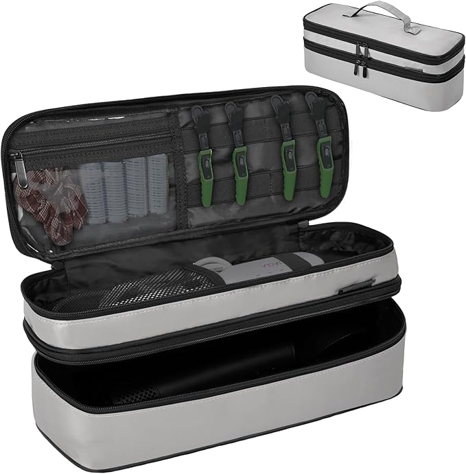 Double Layer Travel Carrying Case Compatible with Shark Flexstyle, Storage Case for Revlon One-Step Hair Dryer and Volumizer Hot Air Brush Portable Organizer Bag for Dyson Airwrap Styler