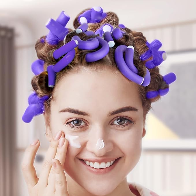 30Pcs Small Foam Hair Curlers, 9.45" Length x 0.47" Diameter, No-Heat Flexible Curling Rods for Short, Medium and Long Hair