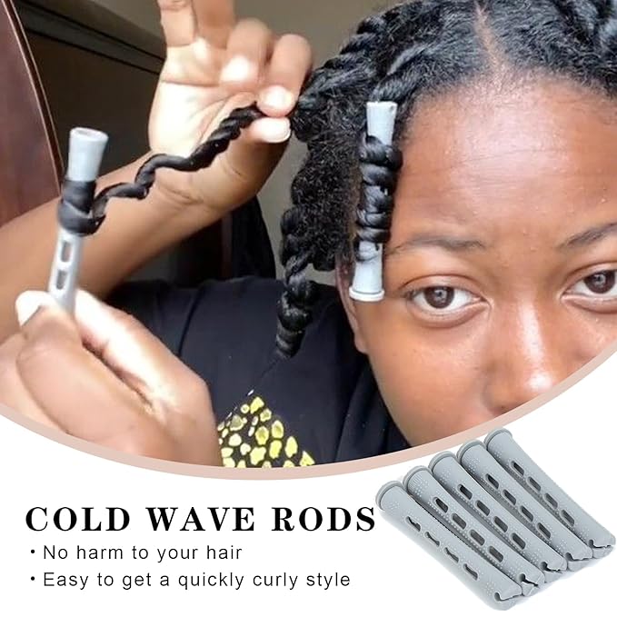 Perm Rods For Short Hair 60 Pcs Grey Small Perm Rods For Long Natural Hair DIY Plastic Curling Rods HairStyling Tools(0.59inch,Grey)