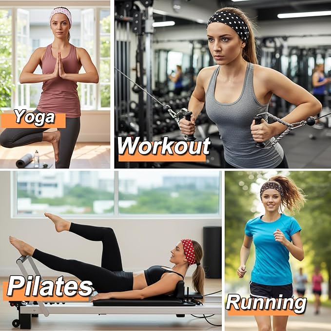 TERSE Headbands for Women Trendy Polka Dot Hair Bands for Yoga Workout Every Day Wide Thick Head Bands