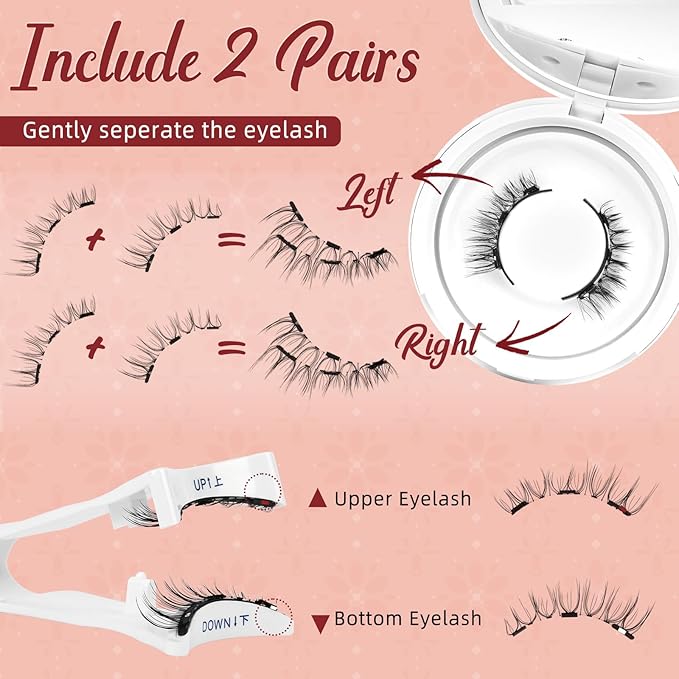 Higu clace Magnetic Eyelashes with Applicator Soft Magnetic Lashes Natural Look Wispy Magnet Lashes Easy to Wear and Remove （DJCX-N04）