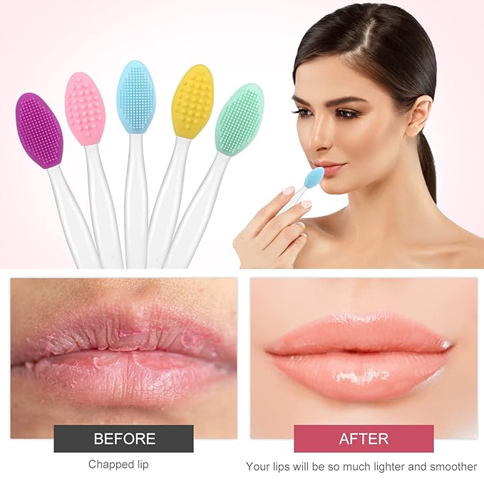 5 Pcs Facial Cleansing Brush,Lip Scrub Brush,Silicone Face Mask Brush for Face Scrubber & Lip Scrubber,For Massaging,Exfoliating,Remove Blackheads,Makeup Skincare Removal,DIY Mask