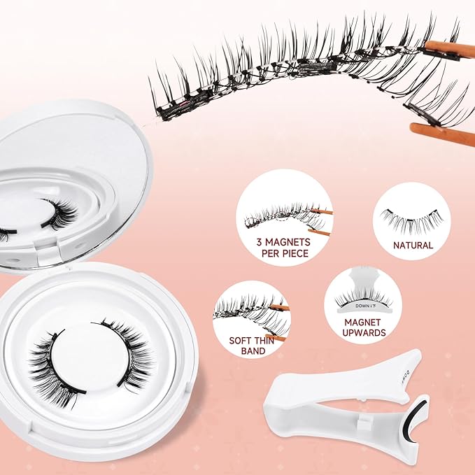 Higu clace Magnetic Eyelashes with Applicator Soft Magnetic Lashes Natural Look Wispy Magnet Lashes Easy to Wear and Remove （DJCX-H04）