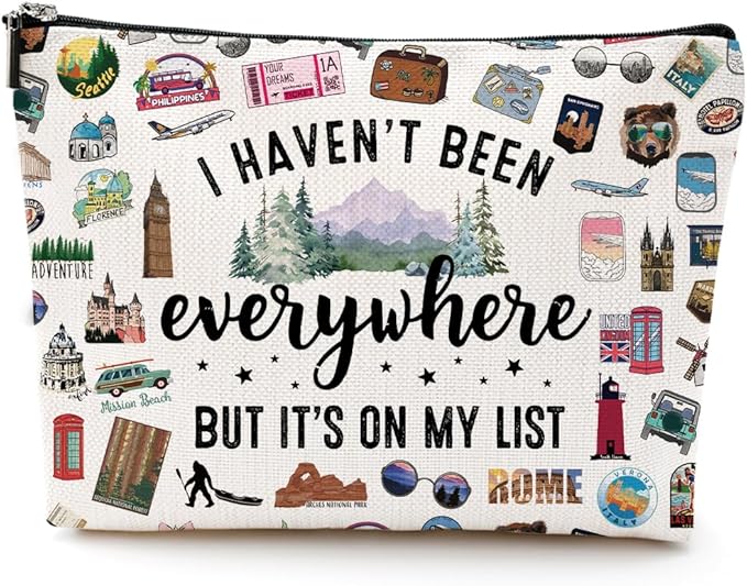 LONGXIN Travel Bag Gifts for Women Travel Makeup Bag Essentials Cosmetic Bag Toiletry Bag World Gift Flight Vacation Gifts for Women Sister Friend