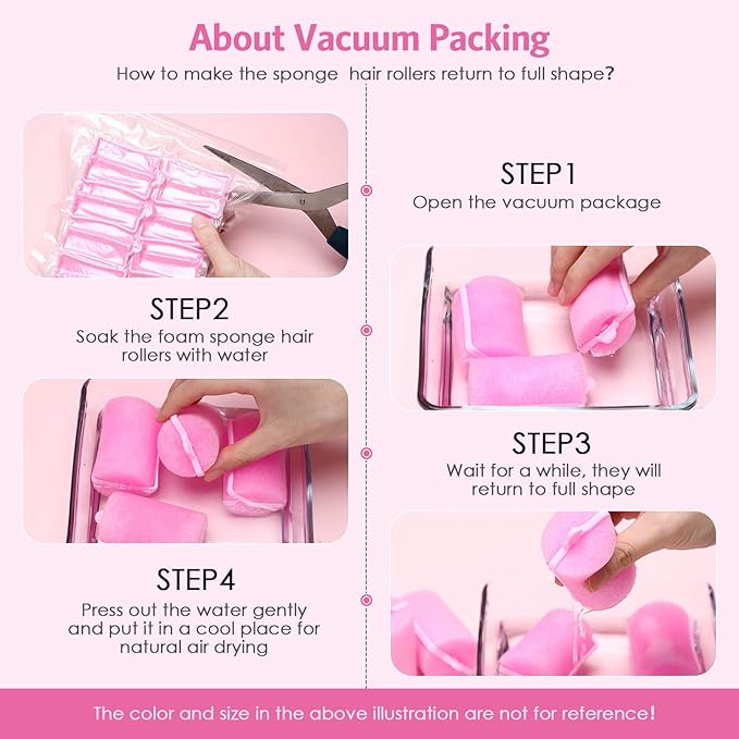 Syhood 56 Pcs Foam Sponge Hair Rollers 6 Sizes Soft Sleeping Curlers Flexible Sponge Curler Tool Rat Tail Comb for Long Short Hair Styling(Mixed Color)