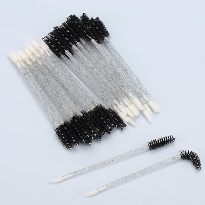 300 Pcs Dual Ended Eyelash Brush Lip Brush, Black Disposable Mascara Wands Lipstick Applicator, Eyebrow Spoolies Brush for Eyelash Extensions