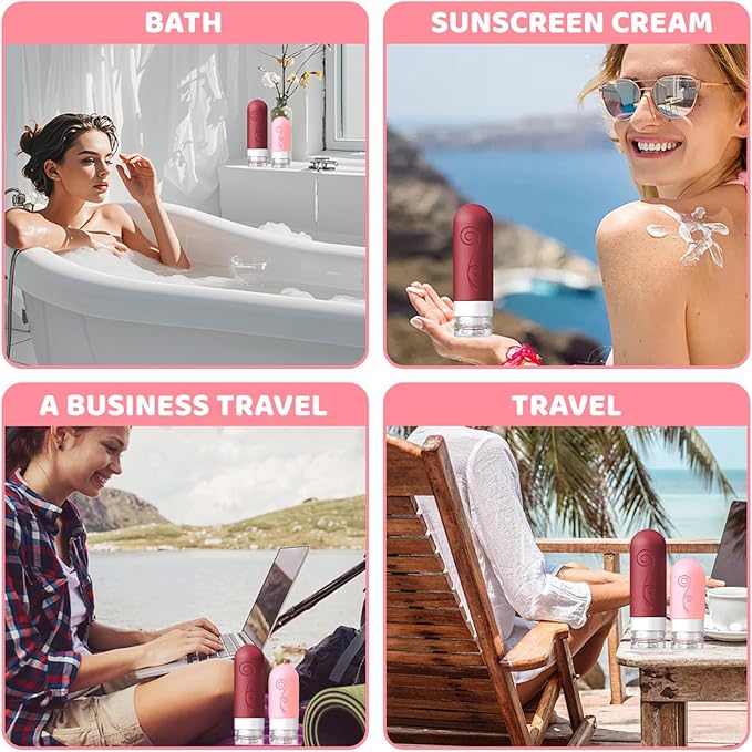 vodvob 16 Pack Travel Bottles Set for Toiletries, TSA Approved Travel Containers Leak Proof Silicone Squeezable Travel Accessories 2oz 3oz for Shampoo Conditioner Lotion Body Wash (BPA Free) (pink)