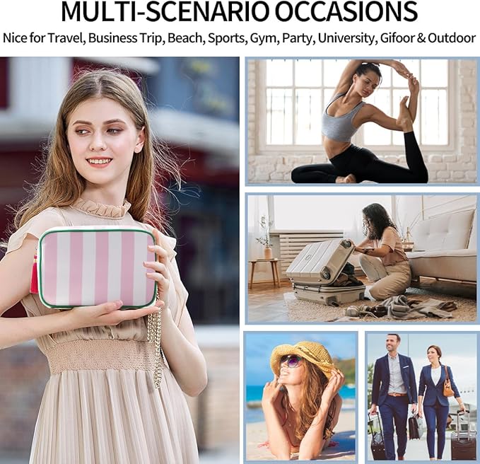 Makeup Bag Travel Cosmetic Bag Organizer Tassel Toiletry Bag Large Canvas Zipper Pouch Mahjong Tile Bag