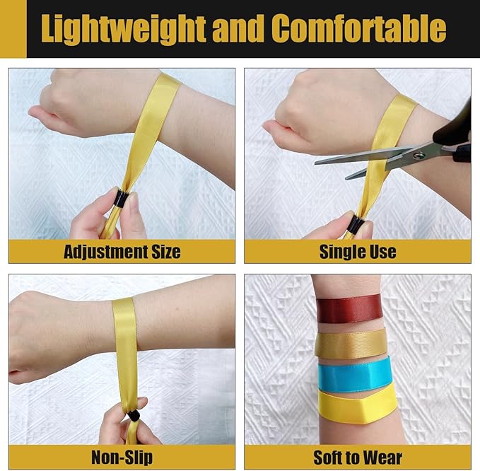 Comflora 100 Pcs Cloth Event Wristband, Disposable Wristbands for Events, Colored Wristbands Events,for Lightweight Concert,Club Entrance Wrist Strap Party Wristband Event (Color : ASSORTED COLOR)