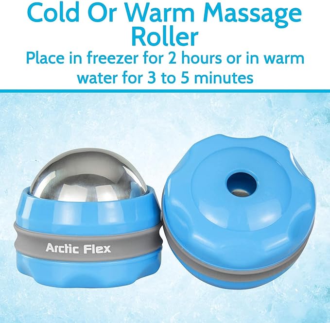 Arctic Flex Cold Massage Roller Ball (2 Pack) - Cryoball Massage Hand Ice Ball - Sore Muscle Cold Therapy - Deep Tissue Depuffer Pain Relief - Jaw Eye Ice Depuffing Tool for Migraine, Injury, Foot