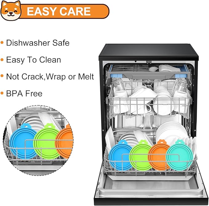 2 Pack Pet Food Can Covers, Silicone Universal Can Lids for Dog & Cat Food, BPA Free, One Fit Most Standard Size Food Cans Blue/Dark Blue
