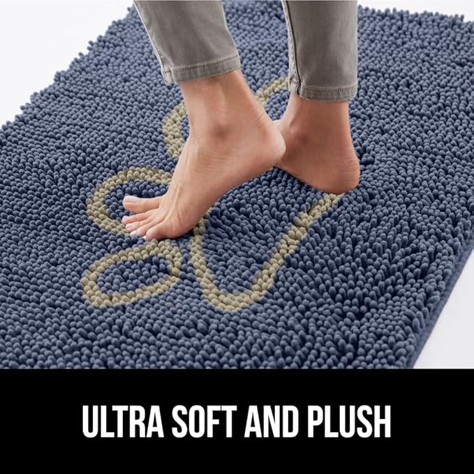 GORILLA GRIP SoakSTOPPER Dog Door Mat, 36x24 Machine Washable Rug Absorbent Doormat Captures Moisture Mud Dirt, Quick Dry Soft Chenille Entryway Rugs Indoor Entrance Mats for Dog Paws, Navy