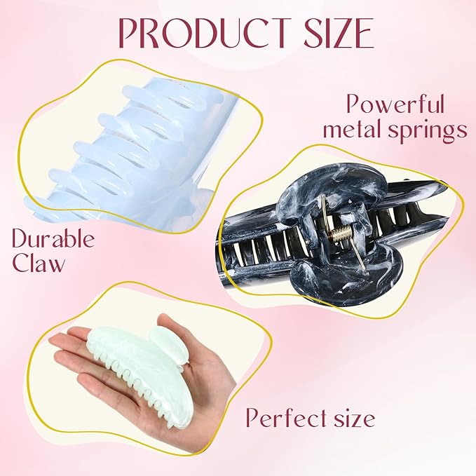 16 Pcs Large Acrylic Hair Claw Clips Bulk for Women Christmas Birthday Gift Fashion French Style Cute Hair Accessories Non-slip Hold Claw Clips for Thick Thin(Gradient Color)