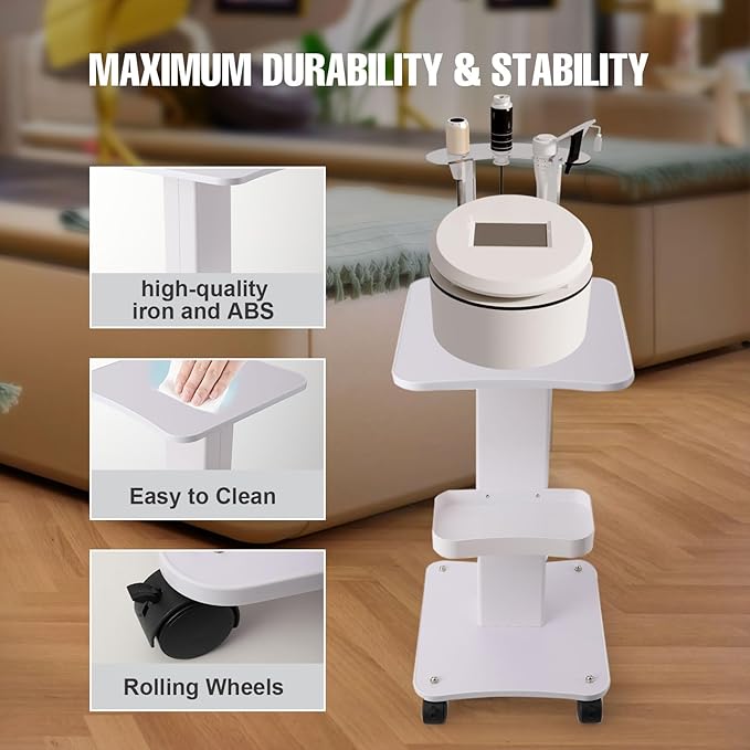 Esthetician Beauty Salon Trolley Cart with Wheels, Salon Spa Trolley Stand, 3 Tier Esthetician Machine Rolling Cart for Beauty Instrument Storage