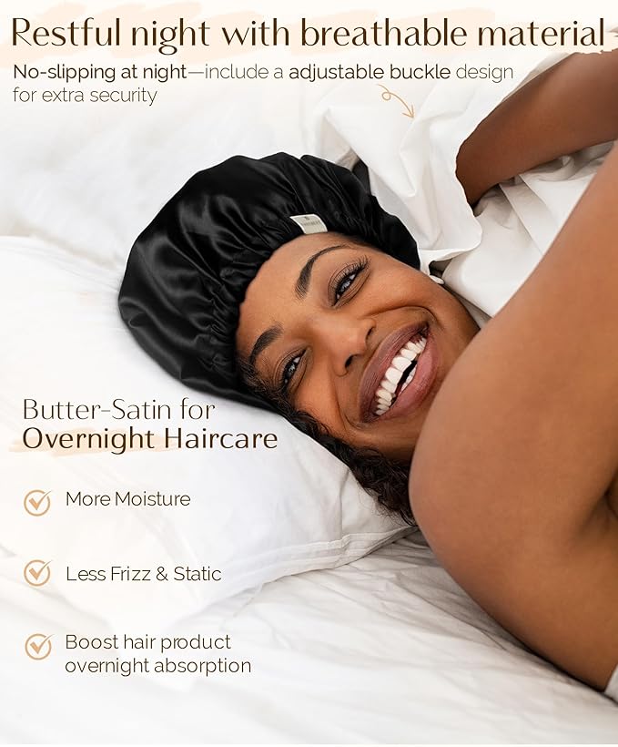 YANIBEST Silk Bonnet Satin Bonnet for Sleeping Women Men, Adjustable Double Layer Hair Bonnet for Curly Braids Reduce Frizz