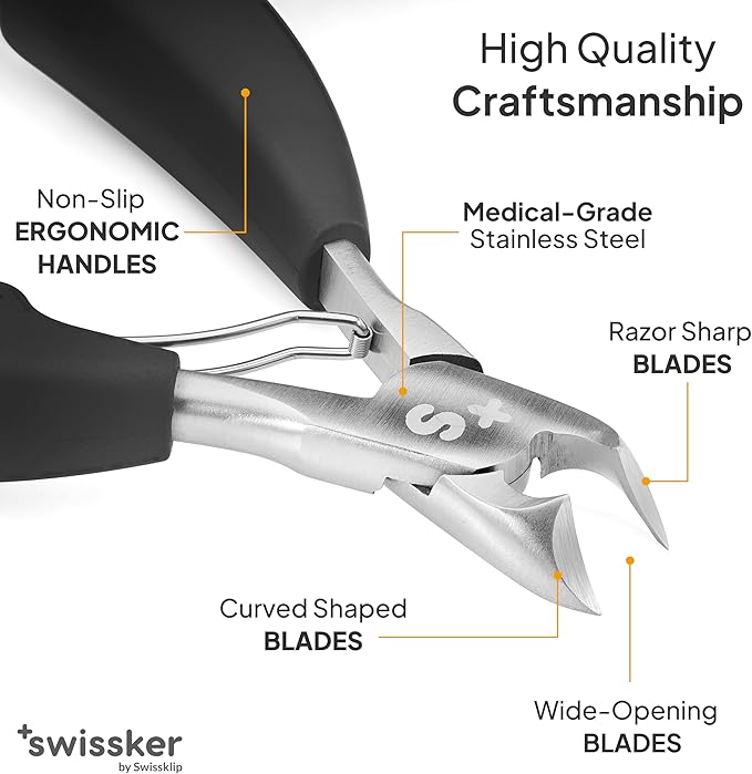 Swissker by Swissklip Heavy Duty Toenail Clippers for Men and Women – Professional Ergonomic Large Toe Nail Cutter & Trimmer for Thick Nails Seniors, Long Handle Toe Nail Clipper – 2 Pack