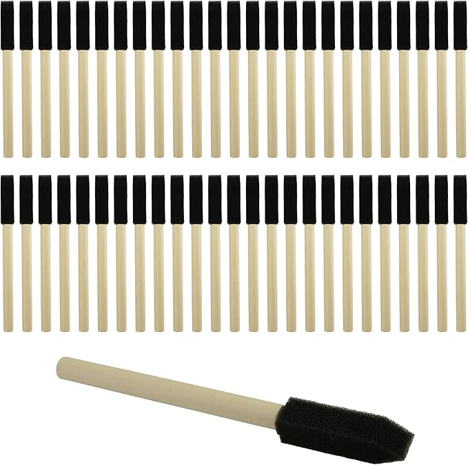 50pcs 1/2" Foam Brush with High Density Foam, mini Foam Brush for Small Project