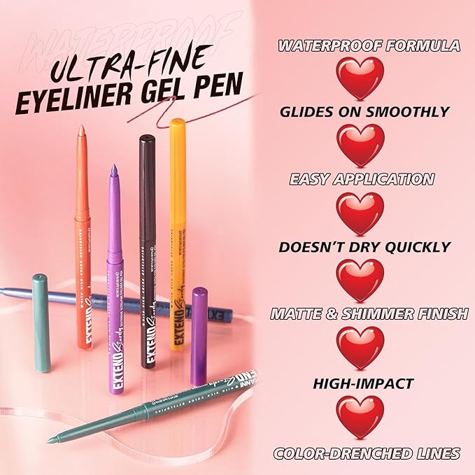 Black Shimmer Eyeliner Pencil Waterproof Retractable Black Gel Eyeliner Smudge-proof Hypoallergenic Makeup (12#)