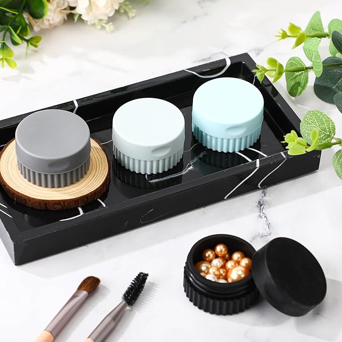 Maxcheck 4 Pcs Travel Containers for Toiletries 0.68 Oz/20 ml Small Silicone Cream Jar with Lid Mini Leakproof Lotion Jar Refillable Travel Cosmetic Container for Face Body Skin Cream (Black and Gray)